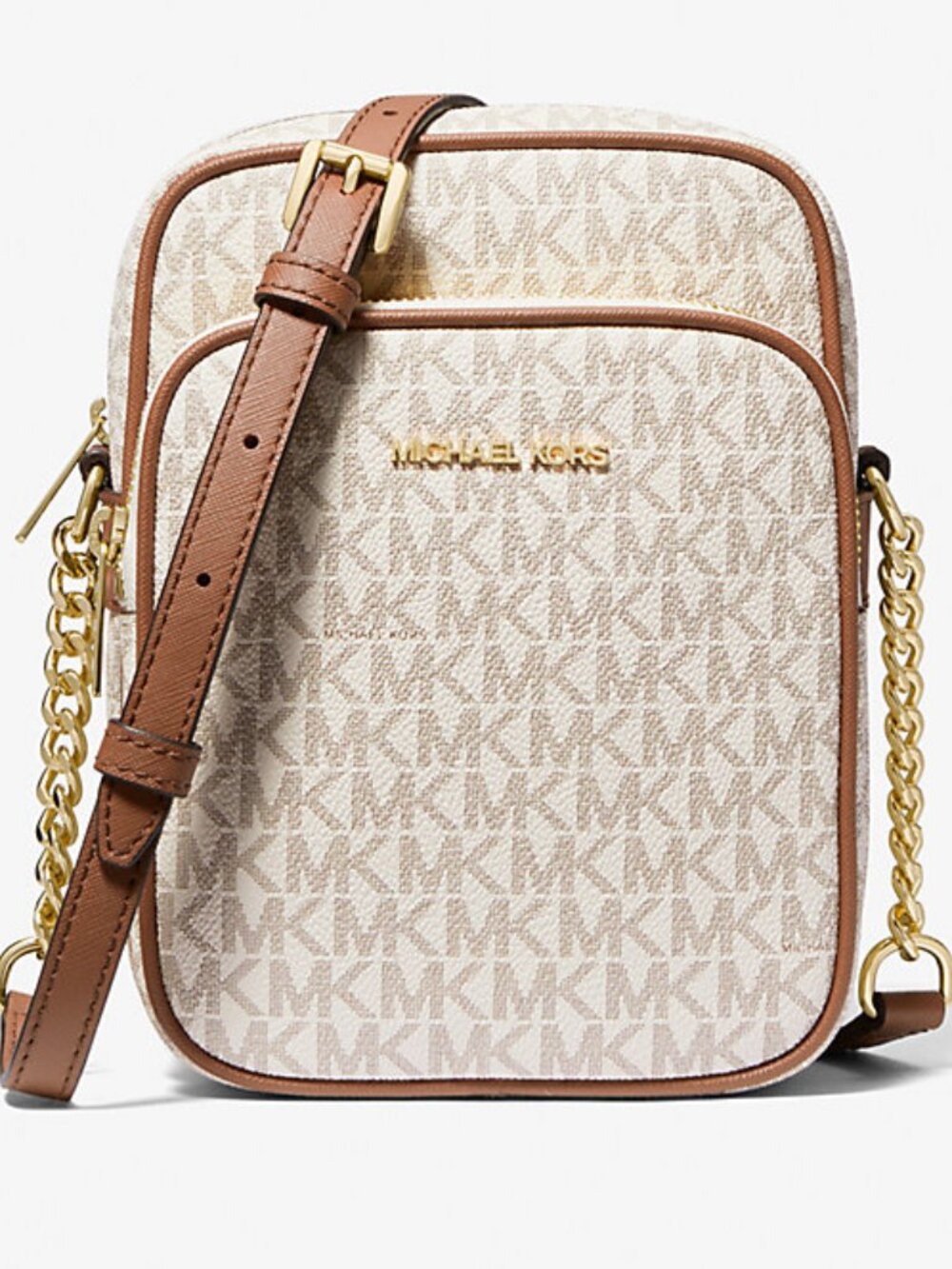 MK JET SET TRAVEL MEDIUM LOGO CROSSBODY BAG IN VANILLA NWT